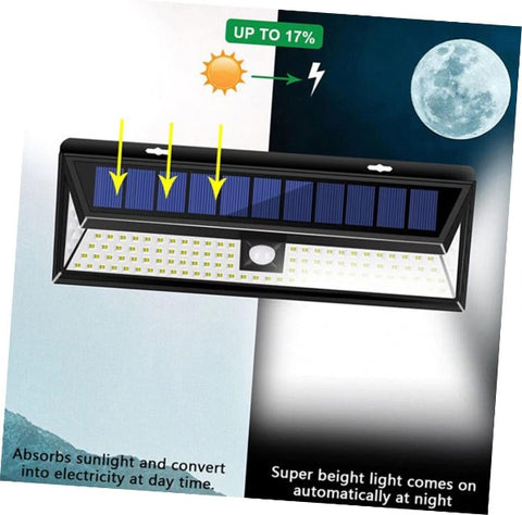 118 LED Powerful Outdoor Solar Light Motion Sensor Wall Light