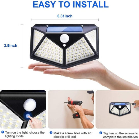 100 LED Solar Wall Motion Sensor Outdoor Light