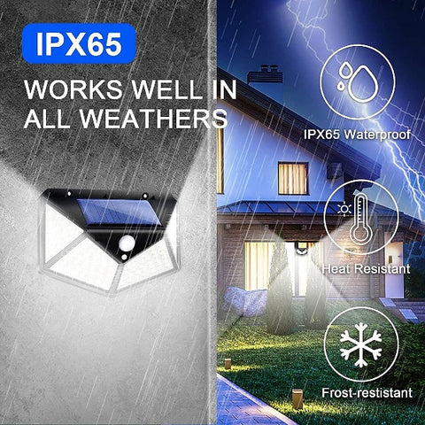 100 LED Solar Wall Motion Sensor Outdoor Light