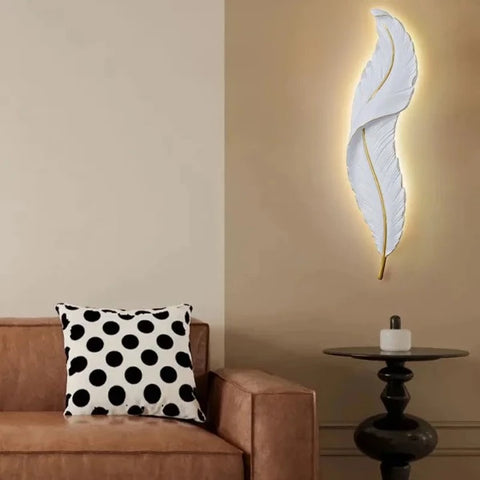 Nordic Feather LED Wall Lamp: Creative Bedroom Lighting